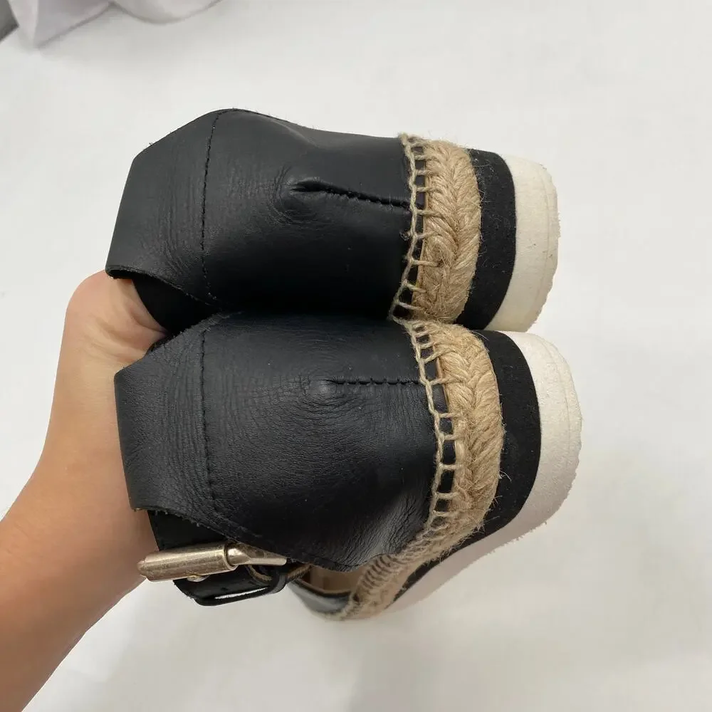 See by Chloé 39 Glyn platform espadrille sandals black